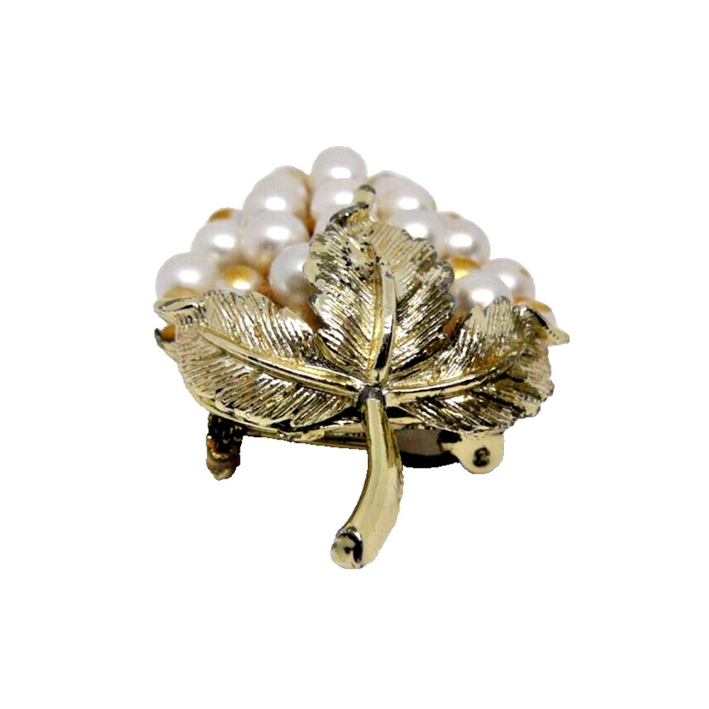 Vintage Silver Tone Faux Pearl Grape Cluster Pin Brooch - Picture 2 of 5